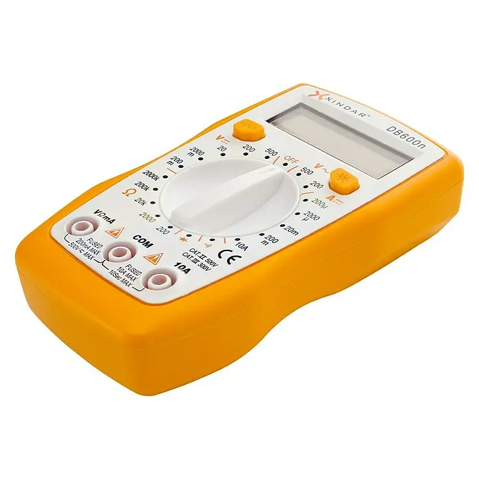 Xindar Multímetro digital Compacto DB600n - 2 polos, Medicion de tensiones de Corriente Alterna y Corriente Continua, IP20 - Vista angular