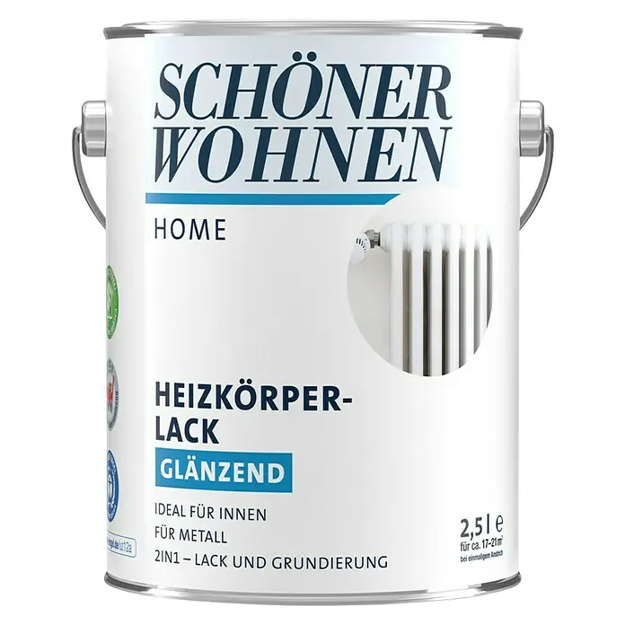 SCHÖNER WOHNEN-Farbe Home Heizkörperlack - Weiß, 2,5 l, Glänzend - Vorderansicht