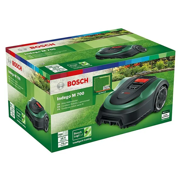 Bosch Robotska kosilica Indego M 700 - 18 V, Litij-ionska, 2,5 Ah, 1 baterija, Maksimalna preporučena površina: 700 m² - Dijagonalni pogled