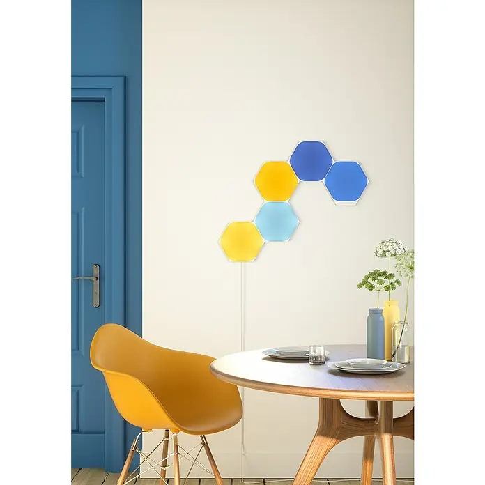 Nanoleaf LED-Panel Shapes Hexagons 5er Starter Set 2. Generation - L x B x H: 23 x 20 x 0,6 cm, Weiß, RGBW - Stimmungsaufnahme