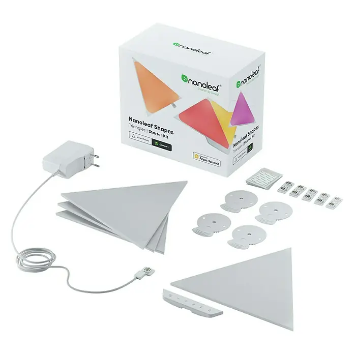 Nanoleaf LED-Panel Shapes Triangles 4er Starter Set 2. Generation - L x B x H: 23 x 20 x 0,6 cm, Weiß, RGBW - Diagonale Ansicht