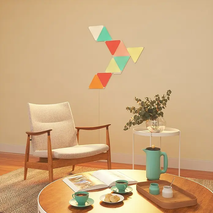 Nanoleaf LED-Panel Shapes Triangles 9er Starter Set 2. Generation - L x B x H: 23 x 20 x 0,6 cm, Weiß, RGBW - Stimmungsaufnahme