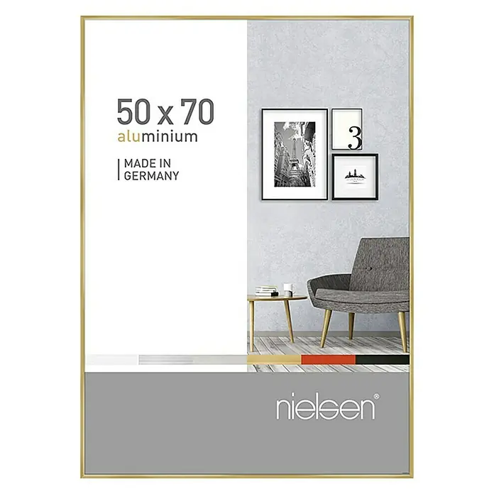 Nielsen Bilderrahmen Pixel - Gold, 50 x 70 cm, Aluminium - Vorderansicht