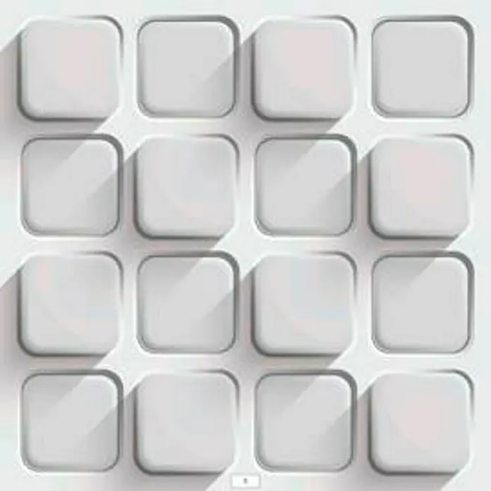 Placa para techo con vinilo Acabado circular - 60 x 60 cm, Blanco, 8 ud., Cartón yeso - Vista superior