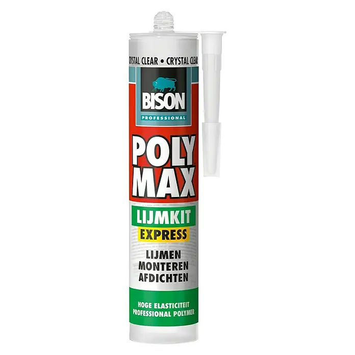 Bison Professional Poly Max Lijm- en afdichtkit - Kristalhelder, 300 g, Patroon - Vooraanzicht