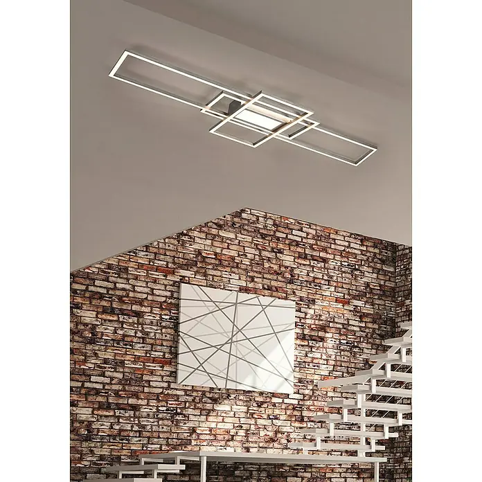 Trio Leuchten LED-Deckenleuchte Irvine - 60 W, L x B x H: 6,5 x 105 x 42 cm, Nickel matt - Stimmungsaufnahme