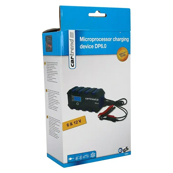 Cartrend Batterie-Ladegerät Mikroprozessor DP 6.0 - Ausgangsspannung: 6/12 V, Ausgangsstrom: 6 A - Vorderansicht