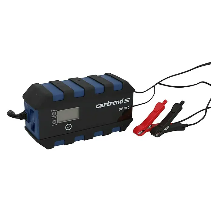 Cartrend Batterie-Ladegerät Mikroprozessor DP 10.0 - Ausgangsspannung: 12 V/24 V, Ausgangsstrom: 10 A - Diagonale Ansicht