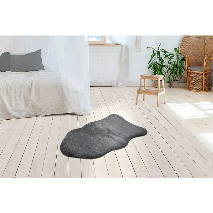 Deko-Kunstfell Happy - Tieroptik, Graphit, 90 x 60 cm, 100 % Polyester (Flor) - Stimmungsaufnahme
