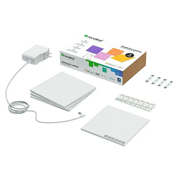 Nanoleaf LED-Panel Canvas Starter 4er Set - L x B x H: 15 x 15 x 1 cm, Weiß, RGB - Diagonale Ansicht
