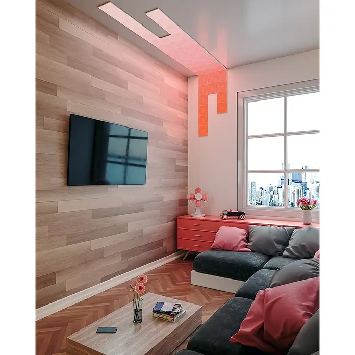 Nanoleaf Verbindungsstück Canvas 9 Stück - Weiß - Stimmungsaufnahme
