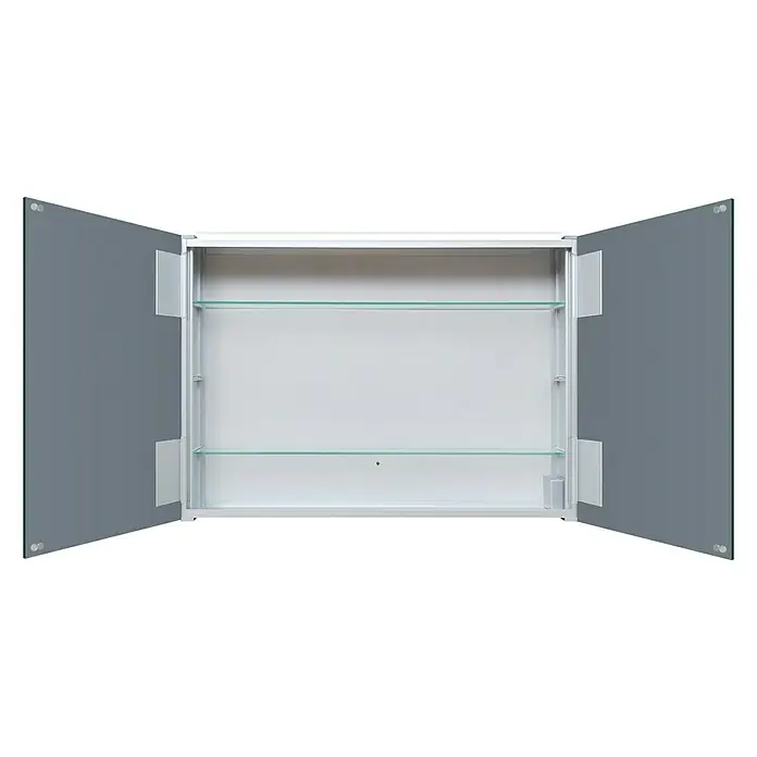 DSK LED-Spiegelschrank Aluminio Vegas - Mit Beleuchtung, Aluminium - Vorderansicht