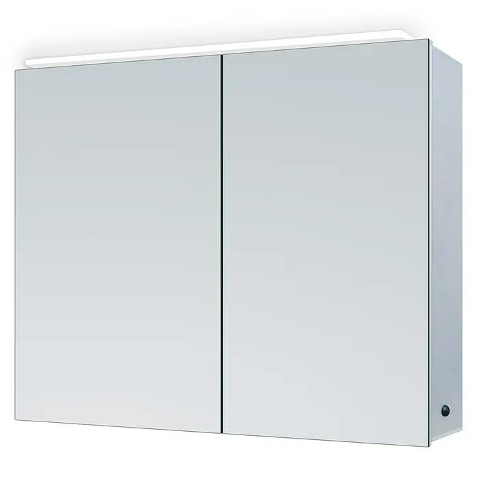DSK LED-Spiegelschrank Aluminio Vegas - Mit Beleuchtung, Aluminium - Diagonale Ansicht