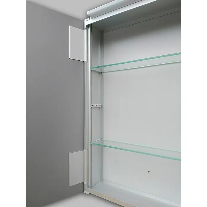DSK LED-Spiegelschrank Aluminio Vegas - Mit Beleuchtung, Aluminium - Detailaufnahme