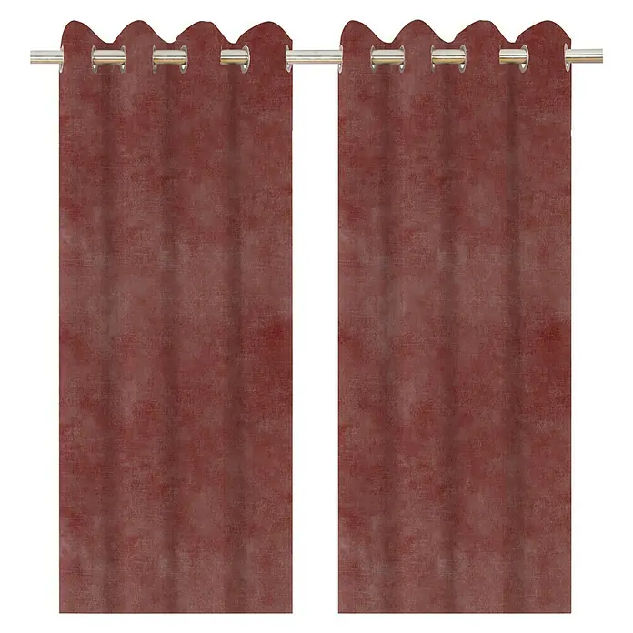 Cortina con ollaos Decent Velvet - 140 x 260 cm, Granate - Vista frontal