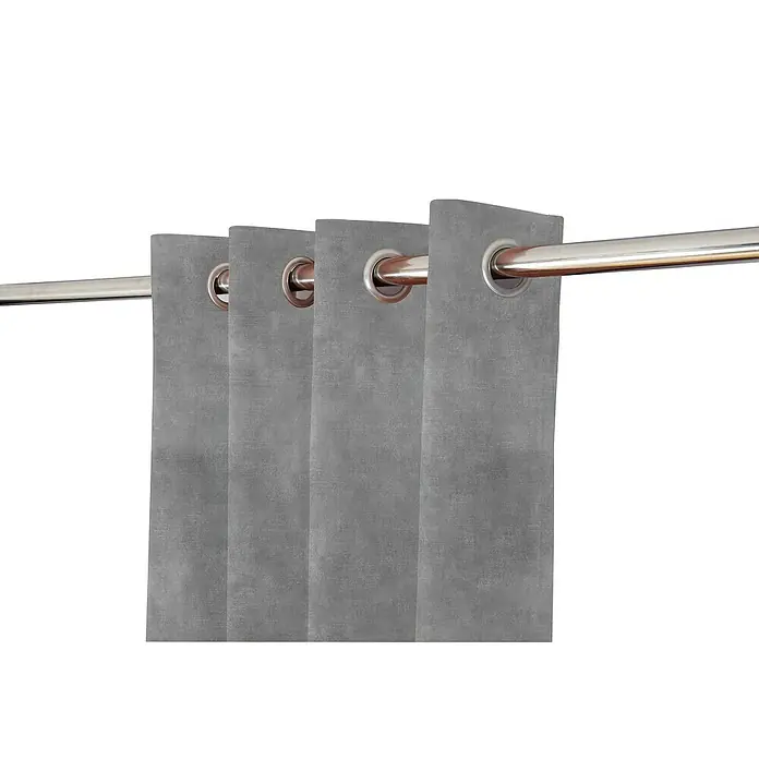 Cortina con ollaos Decent Velvet - 140 x 260 cm, Gris - Primer plano