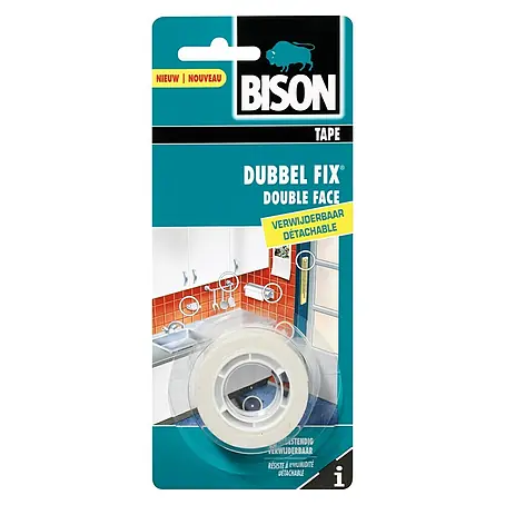 Bison  Dubbelzijdig tape Doublefix Binnen Verwijderbaar, Blister 1,5 m