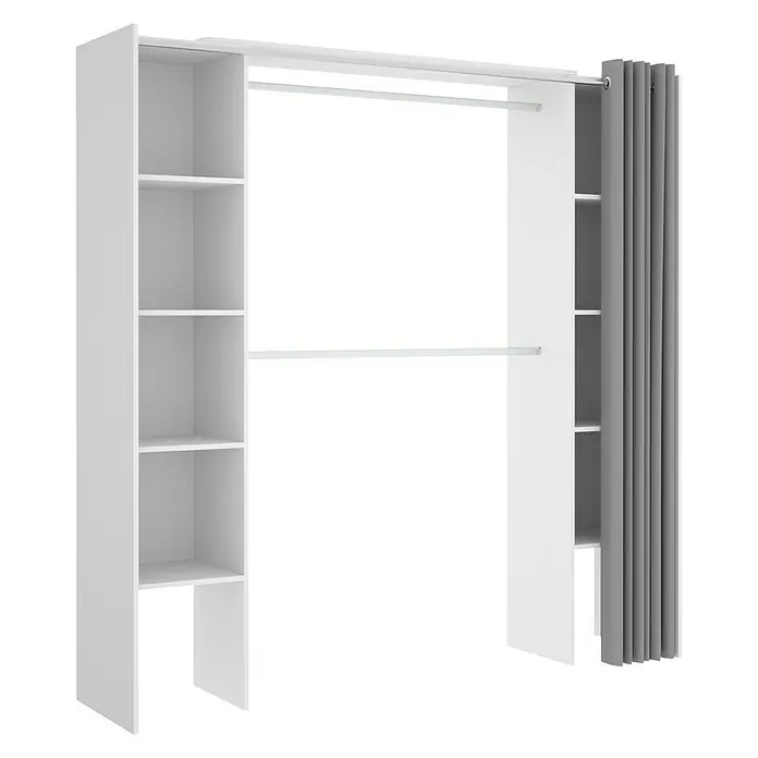 Mueble vestidor Suit - L x An x Al: 50 x 180 x 205 cm, Melamina, Blanco - Vista angular