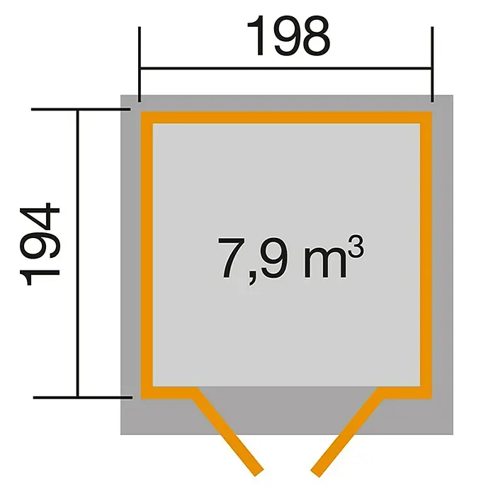 Weka Gerätehaus 325 A - 3,88 m², Wandstärke: 19 mm, Lasiert