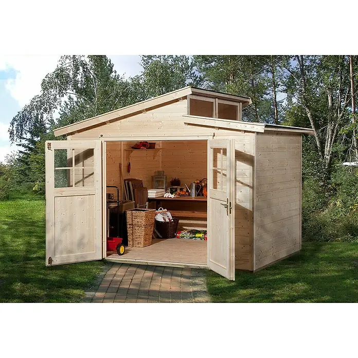 Weka Gartenhaus 226 - B x T: 327 x 231 cm, Holz, 6,165 m², Wandstärke: 21 mm, Natur - Stimmungsaufnahme