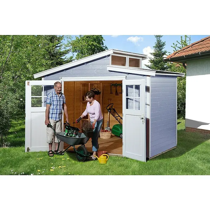 Weka Gartenhaus 226 - B x T: 327 x 231 cm, Holz, 6,165 m², Wandstärke: 21 mm, Grau/Weiß - Anwendungsbeispiel