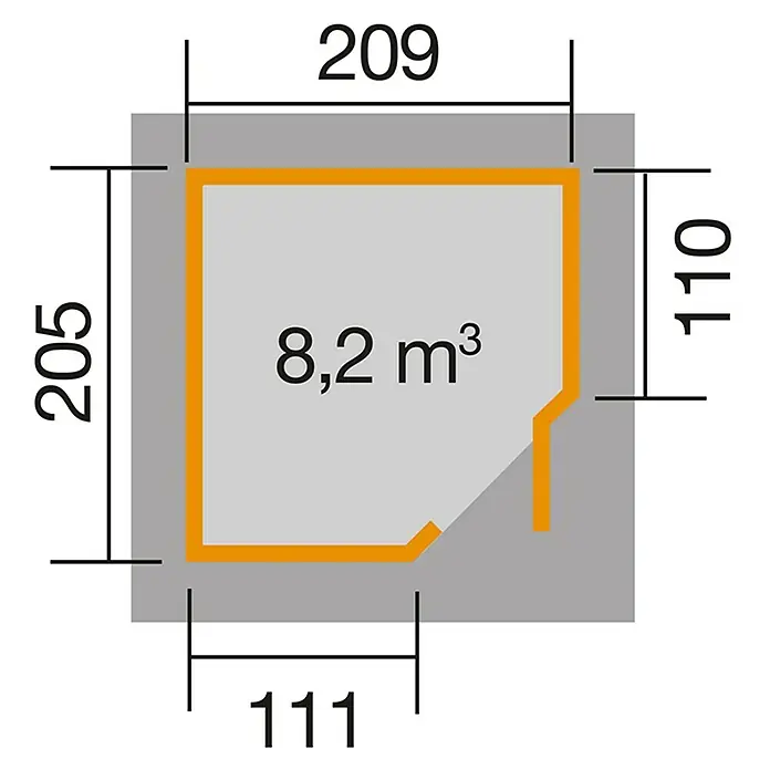 Weka Gartenhaus 229 - B x T: 244 x 244 cm, Holz, 4,285 m², Wandstärke: 21 mm, Grau/Weiß