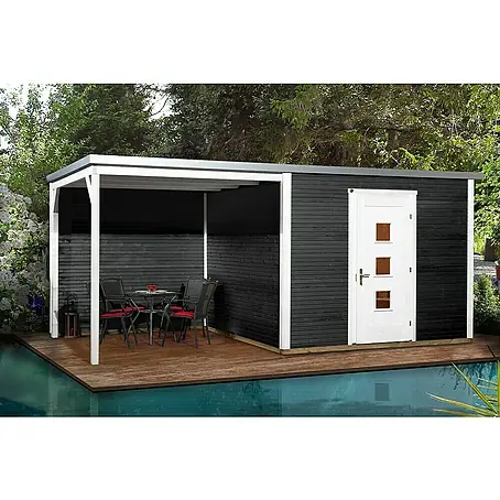 Weka wekaLine Gartenhaus Designhaus 413 A + Anbau 300 cm