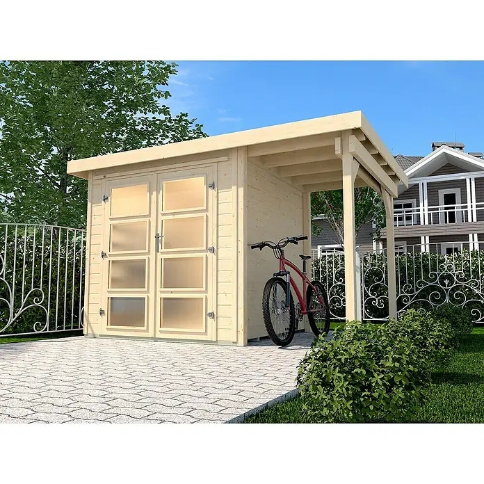 Weka Gartenhaus 321 + Anbau 115 cm - Holz, 8,032 m², Wandstärke: 19 mm - Stimmungsaufnahme