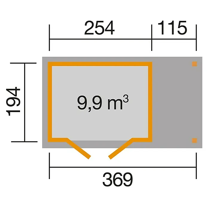 Weka Gartenhaus 321 + Anbau 115 cm - Holz, 7,159 m², Wandstärke: 19 mm