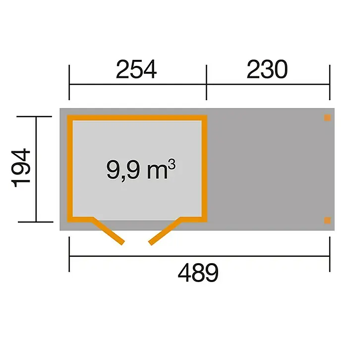 Weka Gartenhaus 321 + Anbau 230 cm - Holz, 9,487 m², Wandstärke: 19 mm