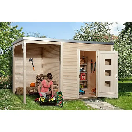 Weka wekaLine Gartenhaus Designhaus 413 + Anbau 150 cm