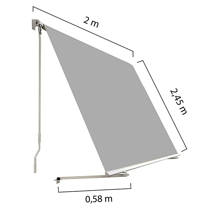 SmartSun Toldo para balcón - Gris, Ancho: 2 m, Caída: 2,45 m