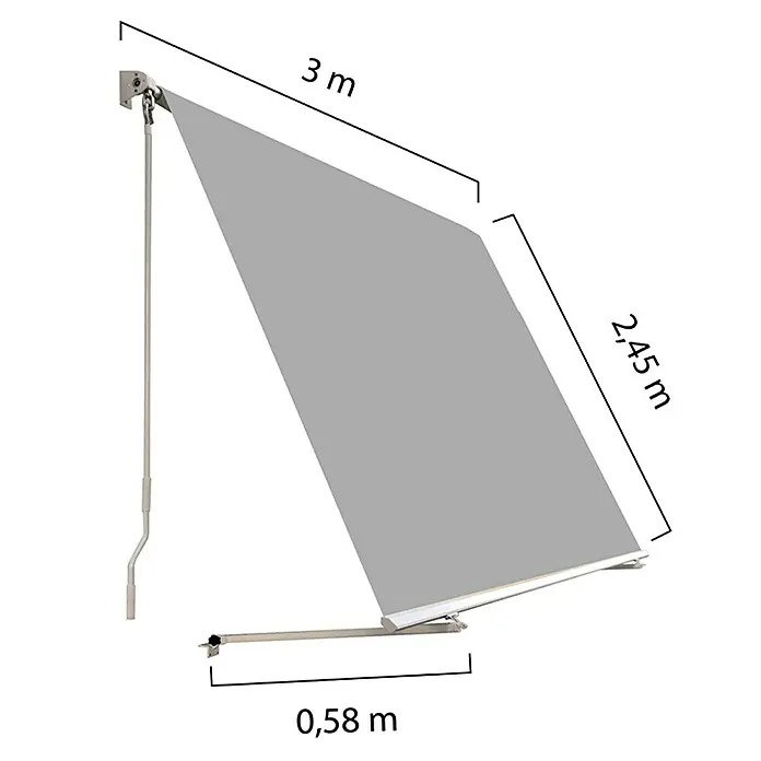 SmartSun Toldo para balcón - Gris, Ancho: 3 m, Caída: 2,45 m