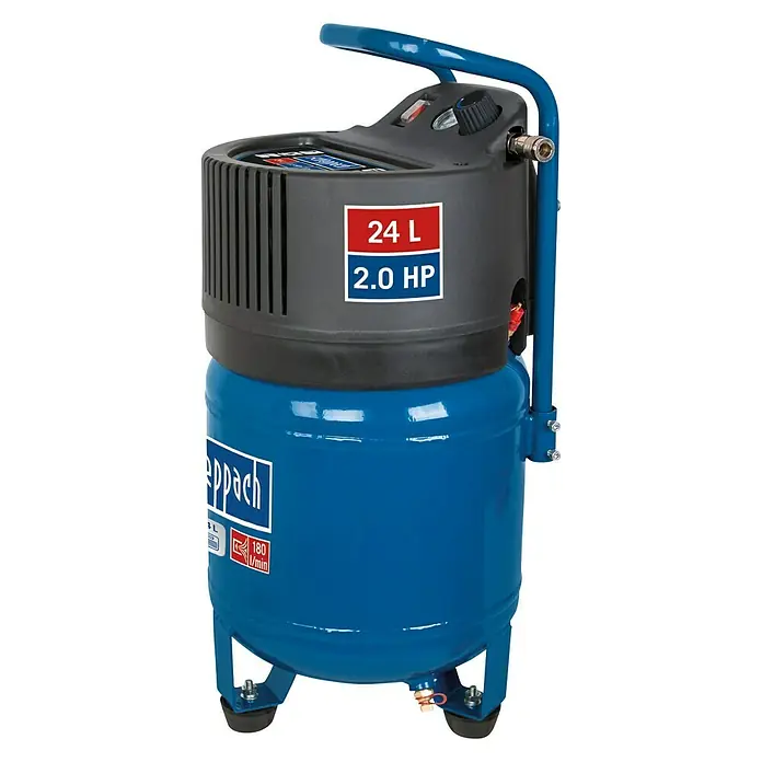 Scheppach Kompressor HC24V - 10 bar, 1.500 W, Kesselinhalt: 24 l - Linke Seitenansicht