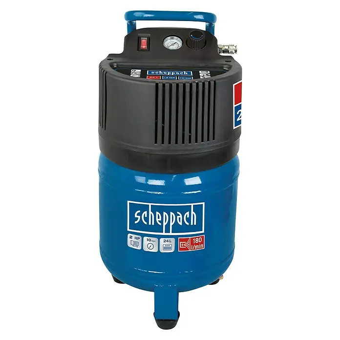 Scheppach Kompressor HC24V - 10 bar, 1.500 W, Kesselinhalt: 24 l - Vorderansicht