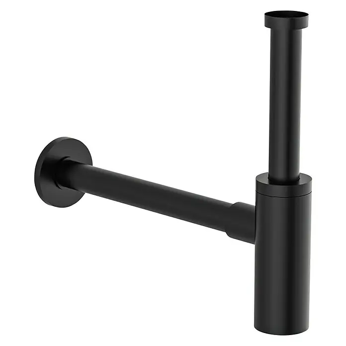 Bäderwelt Waschtisch-Siphon Korfu - 1¼″, Durchmesser: 32 mm, Schwarz - Diagonale Ansicht