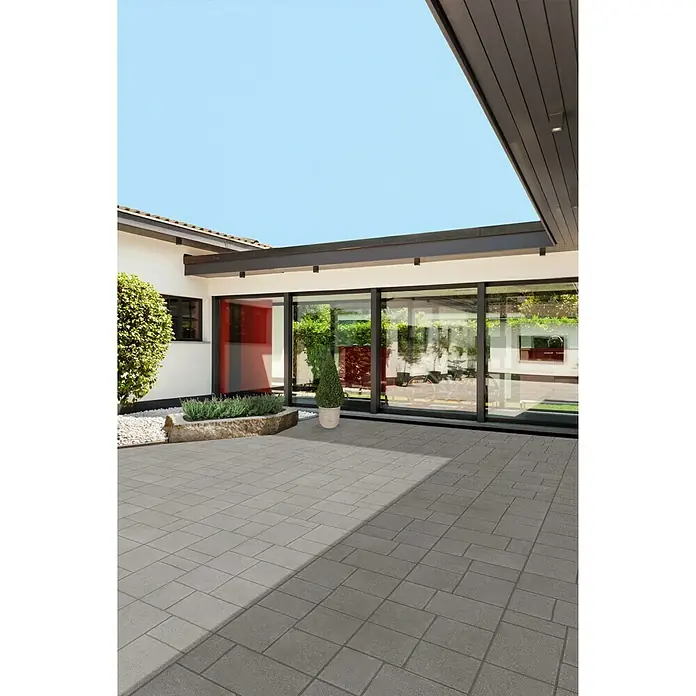 Terrassenplatte Vintage - Grau, 40 x 40 x 3,8 cm, Beton - Stimmungsaufnahme