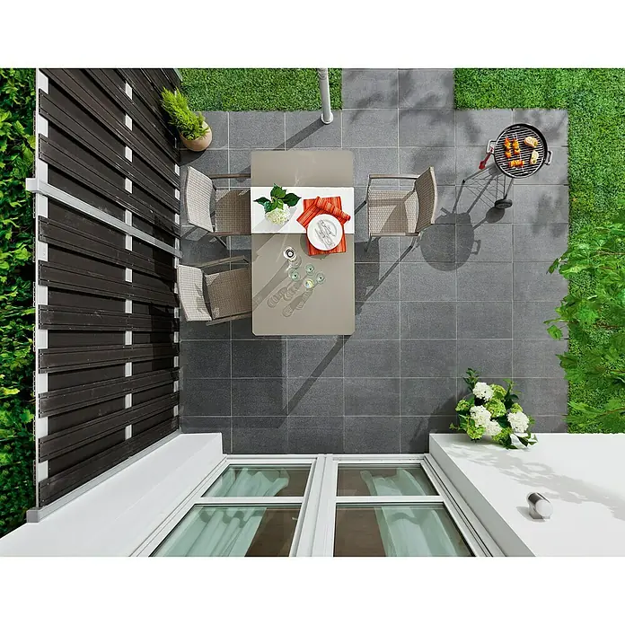 Granitplatte G 654 - Anthrazit, 40 x 60 x 3 cm, Granit, Wassergestrahlt - Stimmungsaufnahme