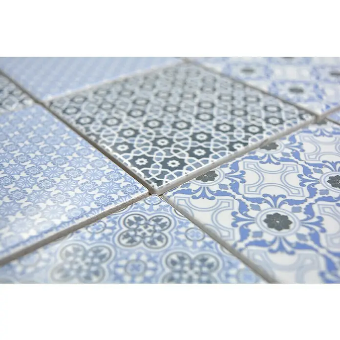 Mosaikfliese Quadrat Classico - 29,8 x 29,8 cm, Blau, Glänzend - Detailaufnahme