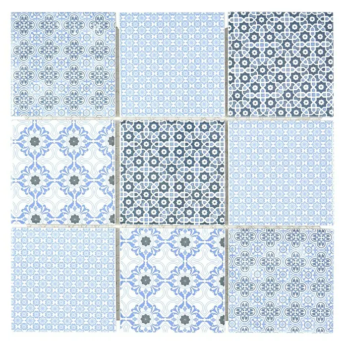 Mosaikfliese Quadrat Classico - 29,8 x 29,8 cm, Blau, Glänzend - Draufsicht