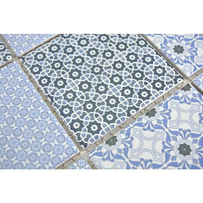 Mosaikfliese Quadrat Classico - 29,8 x 29,8 cm, Blau, Glänzend - Detailaufnahme