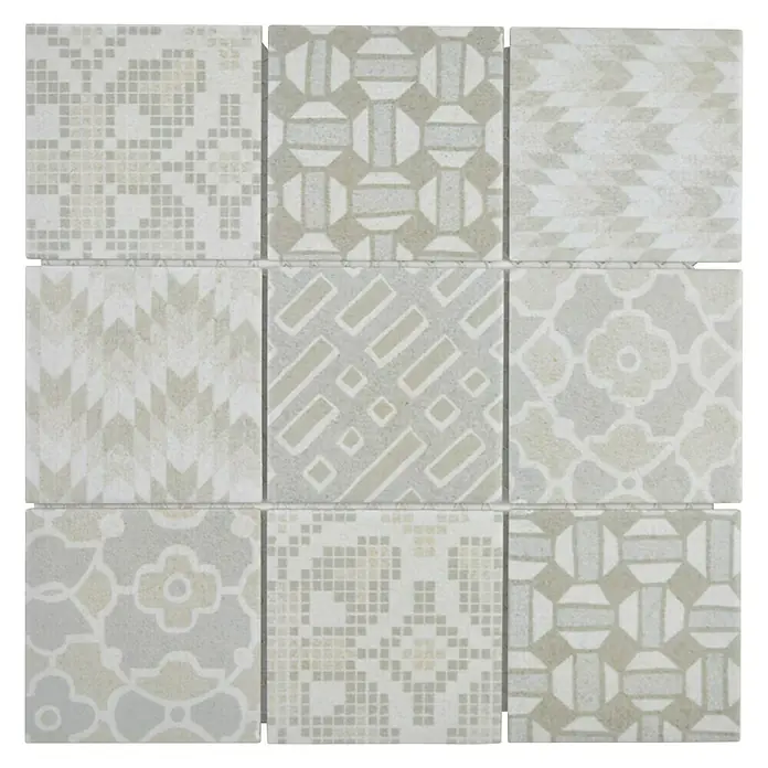Mosaikfliese Quadrat Pico Blanco - 29,8 x 29,8 cm, Grau, Matt - Draufsicht
