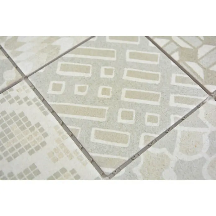 Mosaikfliese Quadrat Pico Blanco - 29,8 x 29,8 cm, Grau, Matt - Detailaufnahme