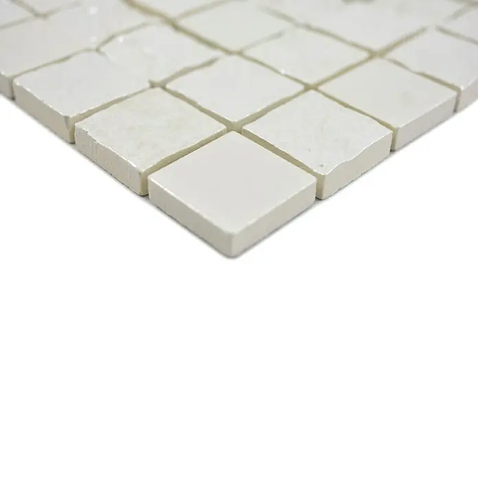 Mosaikfliese Quadrat Gaku White - 31,6 x 31,6 cm, Weiß, Glänzend - Detailaufnahme
