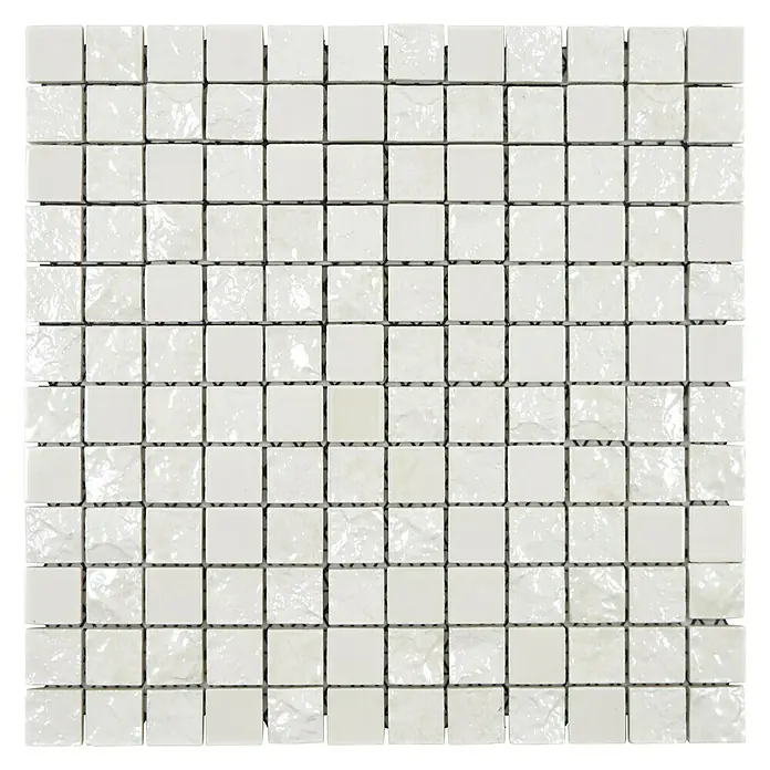 Mosaikfliese Quadrat Gaku White - 31,6 x 31,6 cm, Weiß, Glänzend - Draufsicht