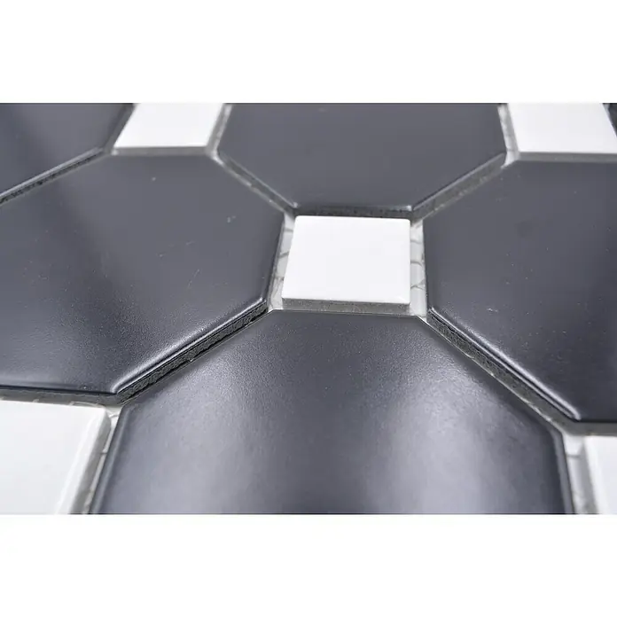 Mosaikfliese Octa G 942N - 30 x 30 cm, Schwarz/Weiß, Matt - Detailaufnahme