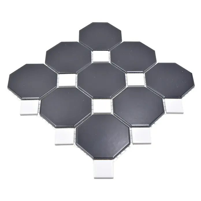 Mosaikfliese Octa G 942N - 30 x 30 cm, Schwarz/Weiß, Matt - Ansicht von oben