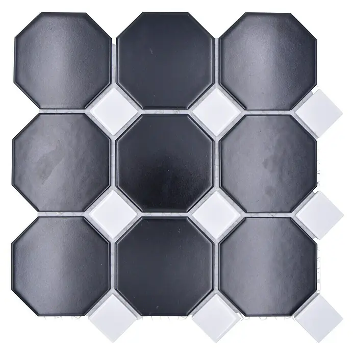 Mosaikfliese Octa G 942N - 30 x 30 cm, Schwarz/Weiß, Matt - Draufsicht