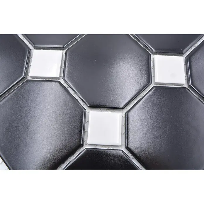 Mosaikfliese Octa G 942N - 30 x 30 cm, Schwarz/Weiß, Matt - Detailaufnahme