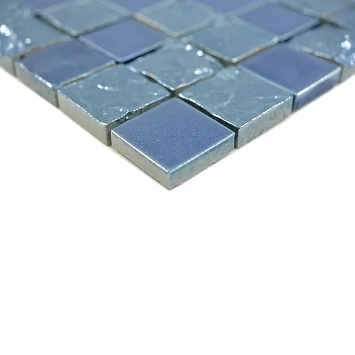 Mosaikfliese Quadrat Gaku Blue - 31,6 x 31,6 cm, Blau, Glänzend - Detailaufnahme